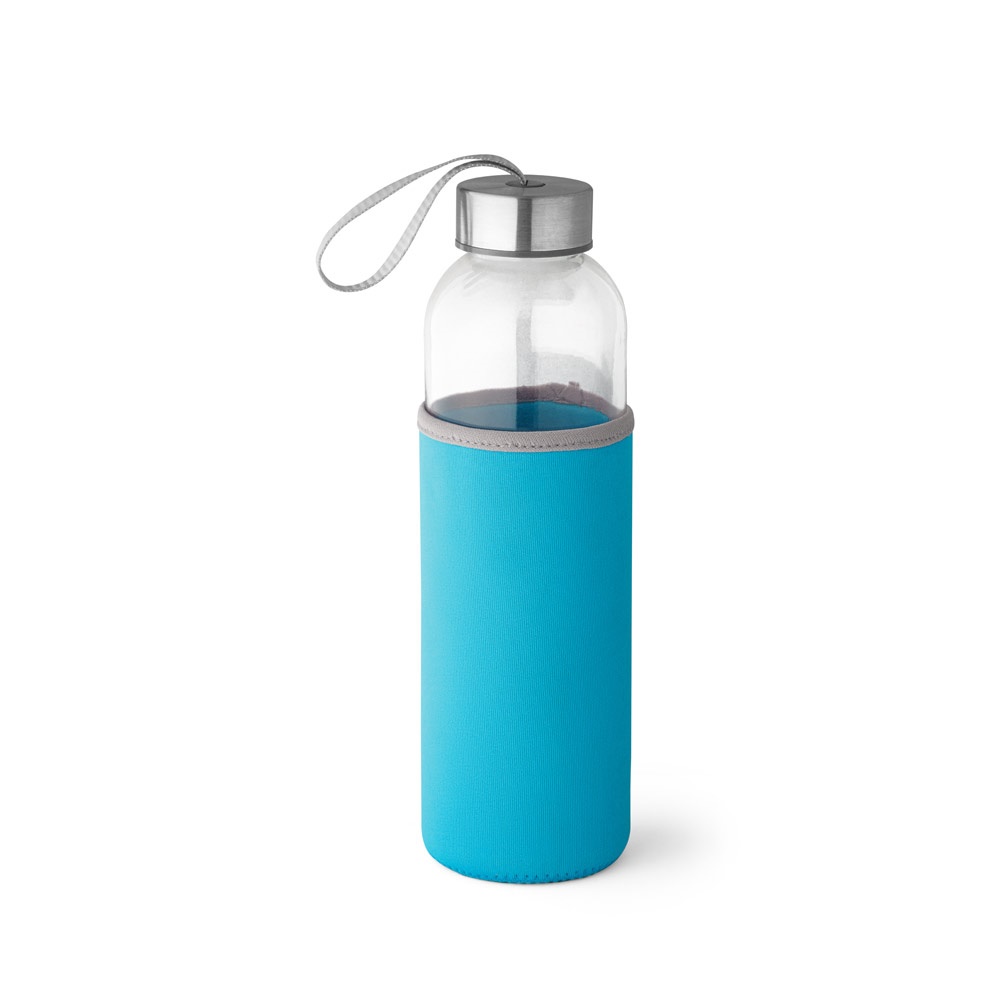 RAISE. Sportfles glas en roestvrij staal 520 mL - voor bedrijven en relatiegeschenken - Licht blauw