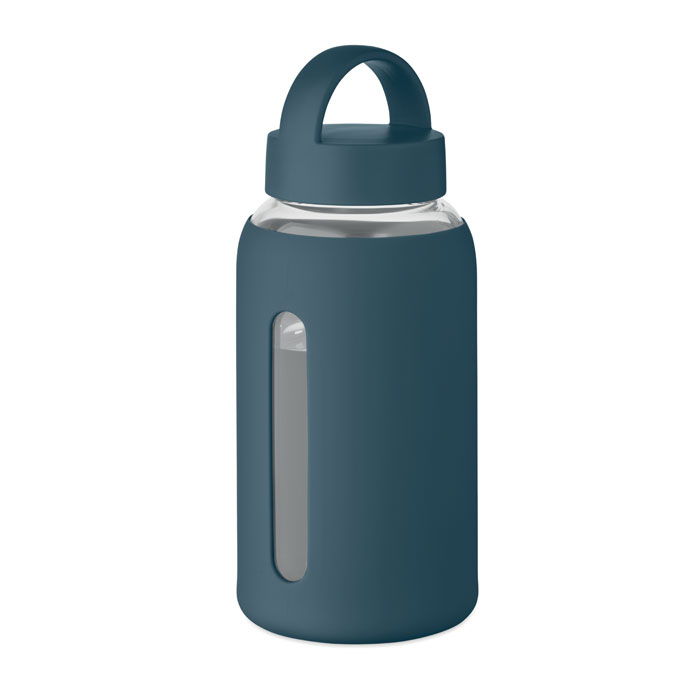 BORIS - Fles van hoog borosilicaatglas - met logo of onbedrukt bestellen - Marineblauw