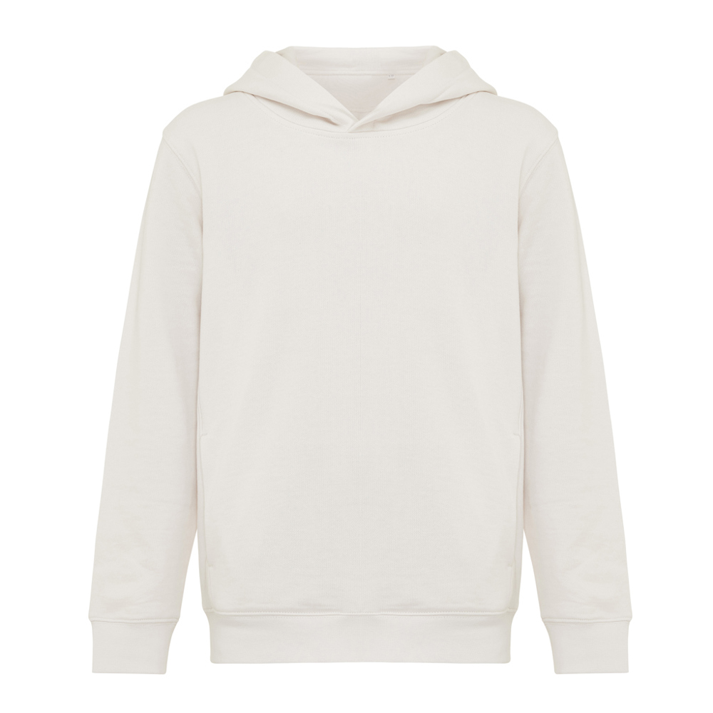 IQONIQ Yengo kids recycled katoen hoodie met steekzakken - bedrukt of onbedrukt verkrijgbaar - ivory white (± PMS 12-2103 TCX)
