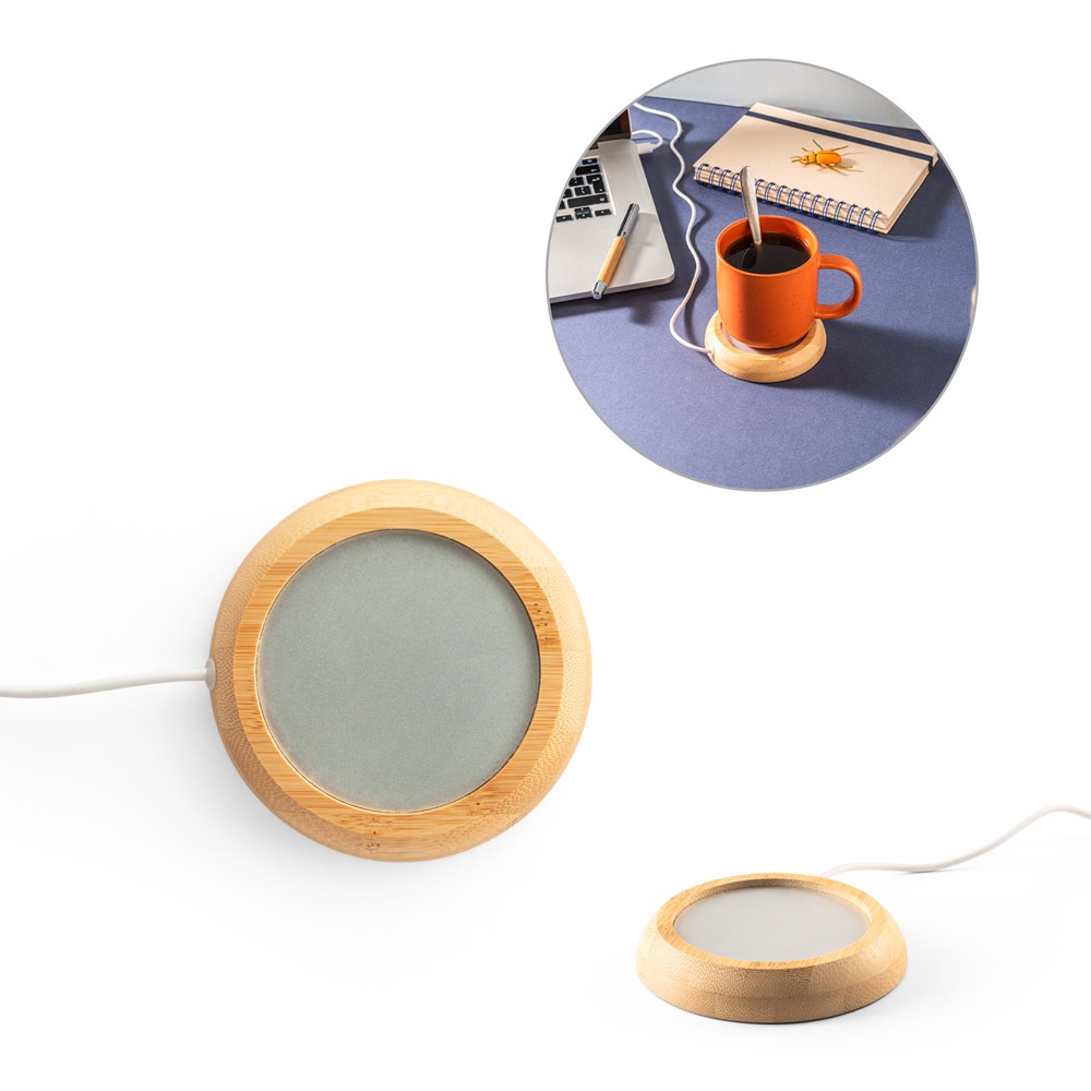 GATES. Mokkenwarmer met bamboe behuizing - met logo of onbedrukt bestellen