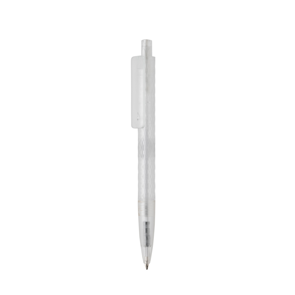 X3 GRS gerecycled PC plastic pen frosted - met logo of onbedrukt bestellen - wit (± PMS White)