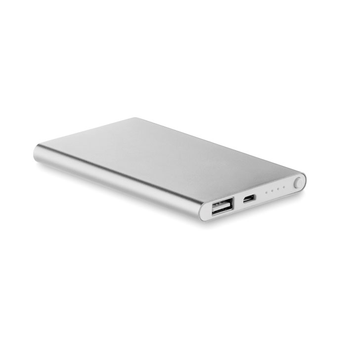 POWERFLAT - Alu PowerBank 4000mAh - kopen of bedrukken - Mat zilver