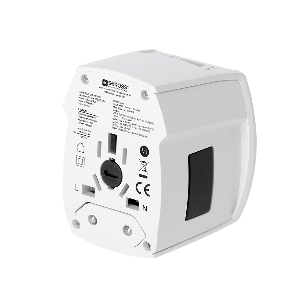 Universele Reis Adapter Skross MUV USB 30W PD