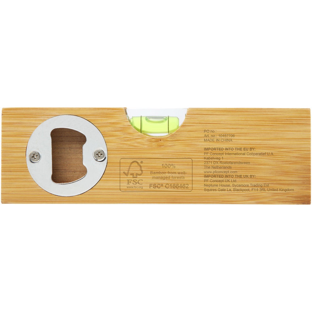 Flush waterpas van bamboe met flesopener