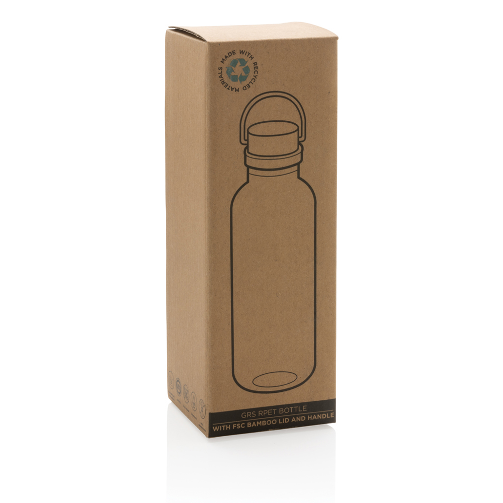 RCS recycled PET fles met bamboe deksel en handvat