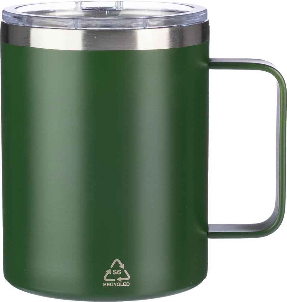 Gerecycled roestvrijstalen dubbelwandige to go mok (300 ml) Renate - bedrukt of onbedrukt verkrijgbaar