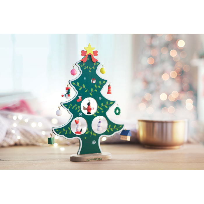 WOODTREE - Houten kerstboom met decoratie
