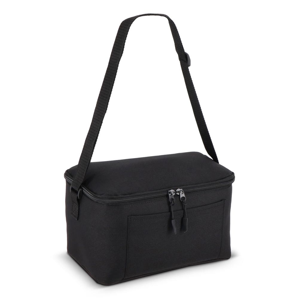 600D gerecycled PET koeltas voor 6 blikjes 25 x 14.5 x 15.5 cm 5 L - bedrukt of onbedrukt verkrijgbaar - Zwart