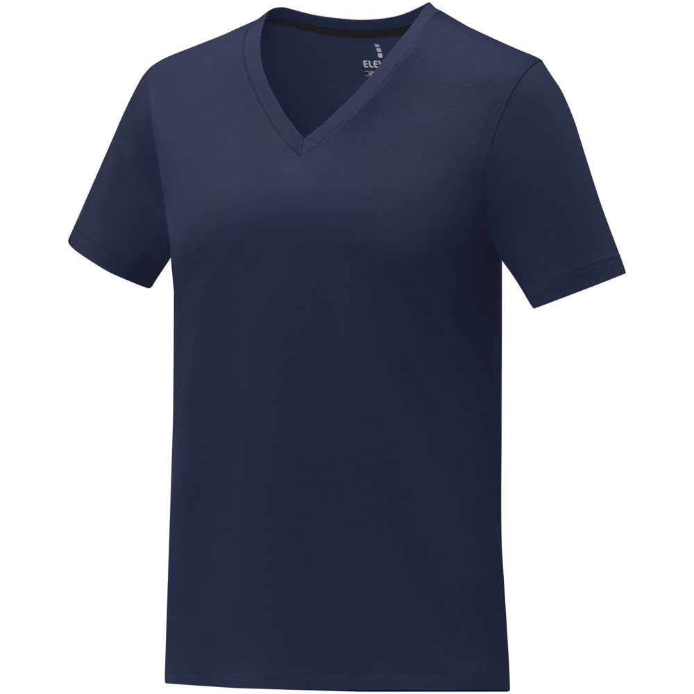 Somoto Dames T-shirt met V-hals en korte mouwen - voor bedrijven en relatiegeschenken - Marineblauw