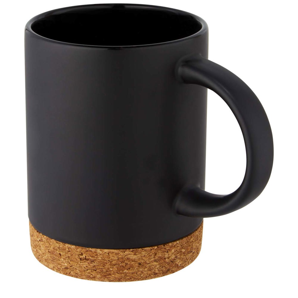 Neiva keramische mok van 425 ml met een bodem van kurk - voor bedrijven en relatiegeschenken - zwart