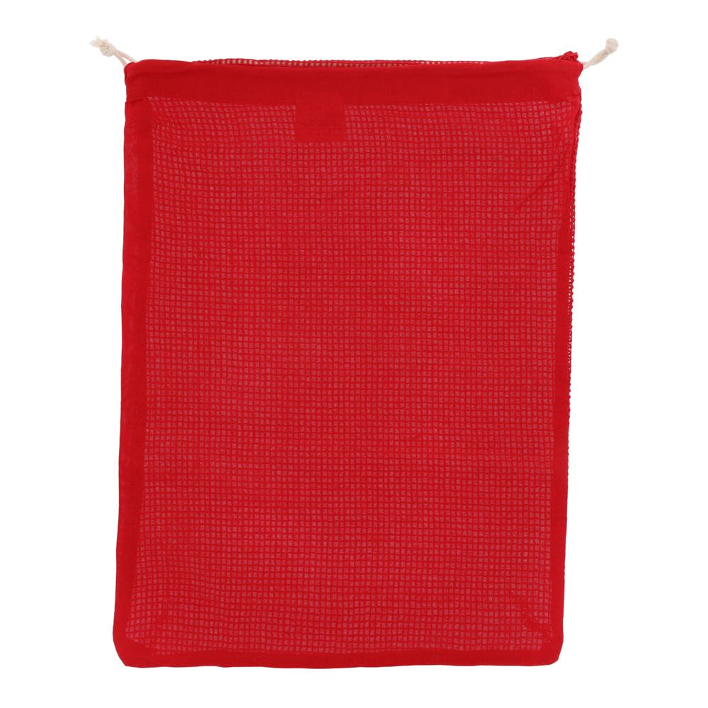 Herbruikbaar groente & fruit zakje OEKO-TEX® katoen 30x40cm - bedrukt of onbedrukt verkrijgbaar - Rood