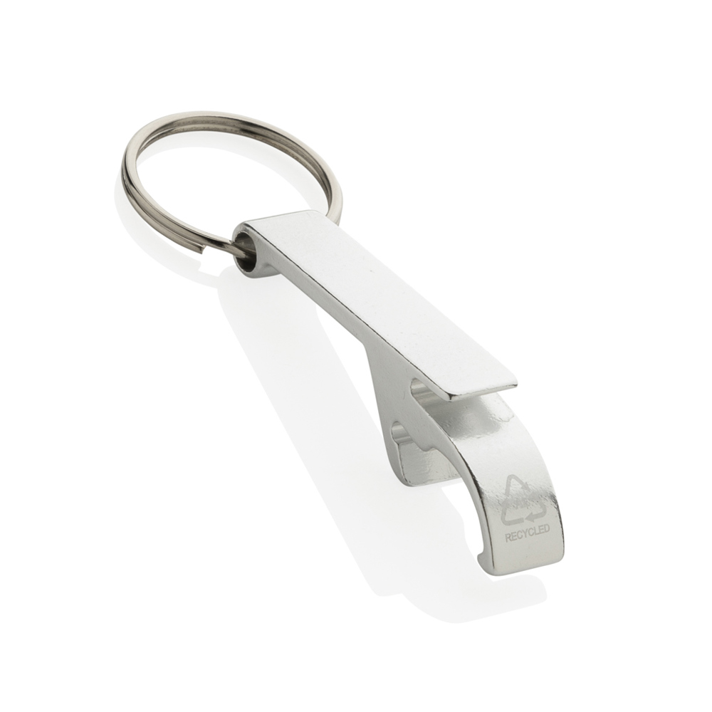 RCS fles- en blikopener van gerecycled aluminium - met logo of onbedrukt bestellen - zilver (± PMS 428)