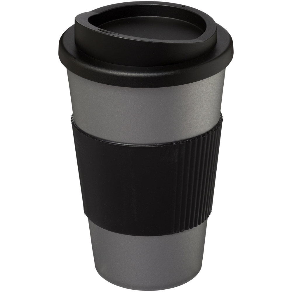 Americano® 350 ml geïsoleerde beker met grip - kopen of bedrukken - Zilver, Zwart