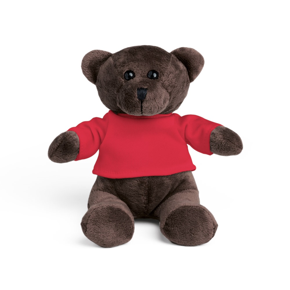 BEAR. Pluchen teddybeer met t-shirt aan - kopen of bedrukken - Rood