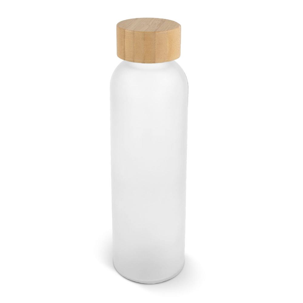 Waterfles glas & bamboe 500ml - bedrukt of onbedrukt verkrijgbaar - Wit