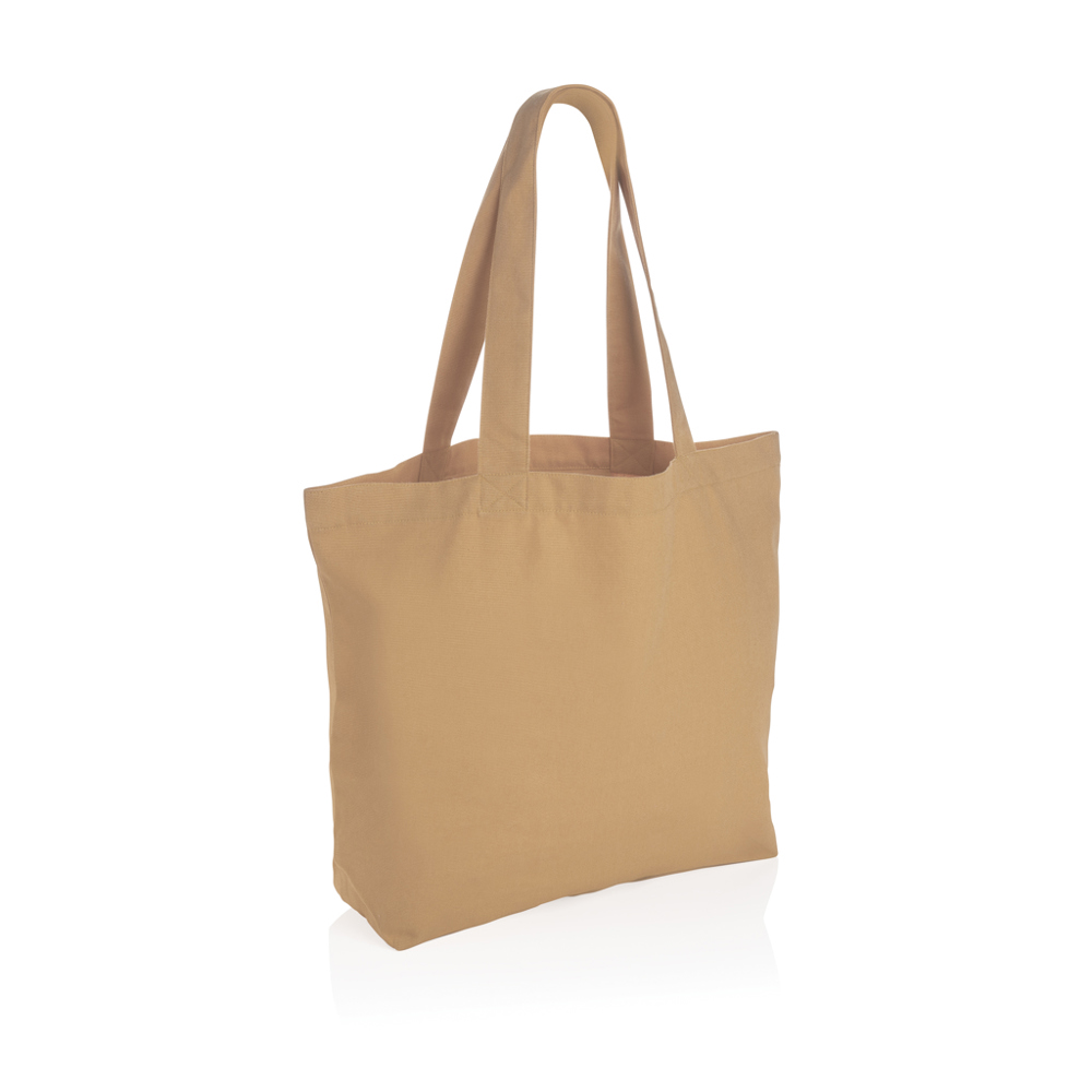 Impact Aware™ re-canvas shopper met vakje 240gsm ongeverfd - met logo of onbedrukt bestellen - bruin (± PMS 482)