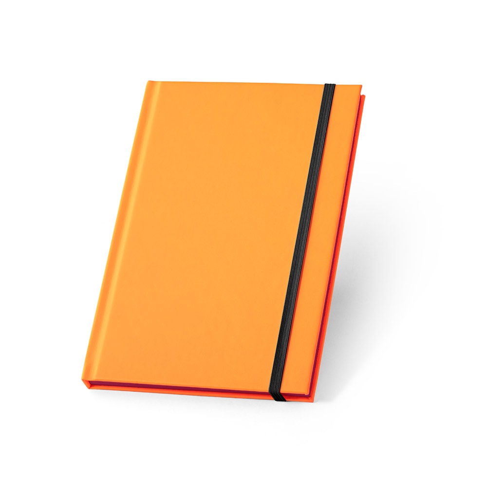 WATTERS. A5 notitieblok in fluorescerend PU met gelinieerde pagina's - kopen of bedrukken - Oranje