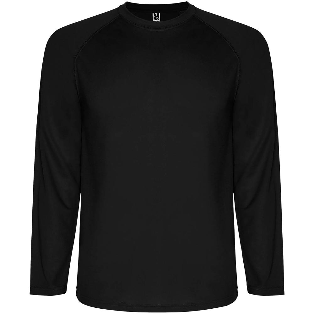 Montecarlo heren sport t-shirt met lange mouwen - met logo of onbedrukt bestellen - Zwart