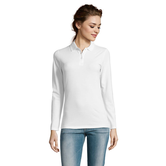 PERFECT LSL WOMEN - PERFECT LSL DAMES POLO 180 - voor bedrijven en relatiegeschenken - Wit