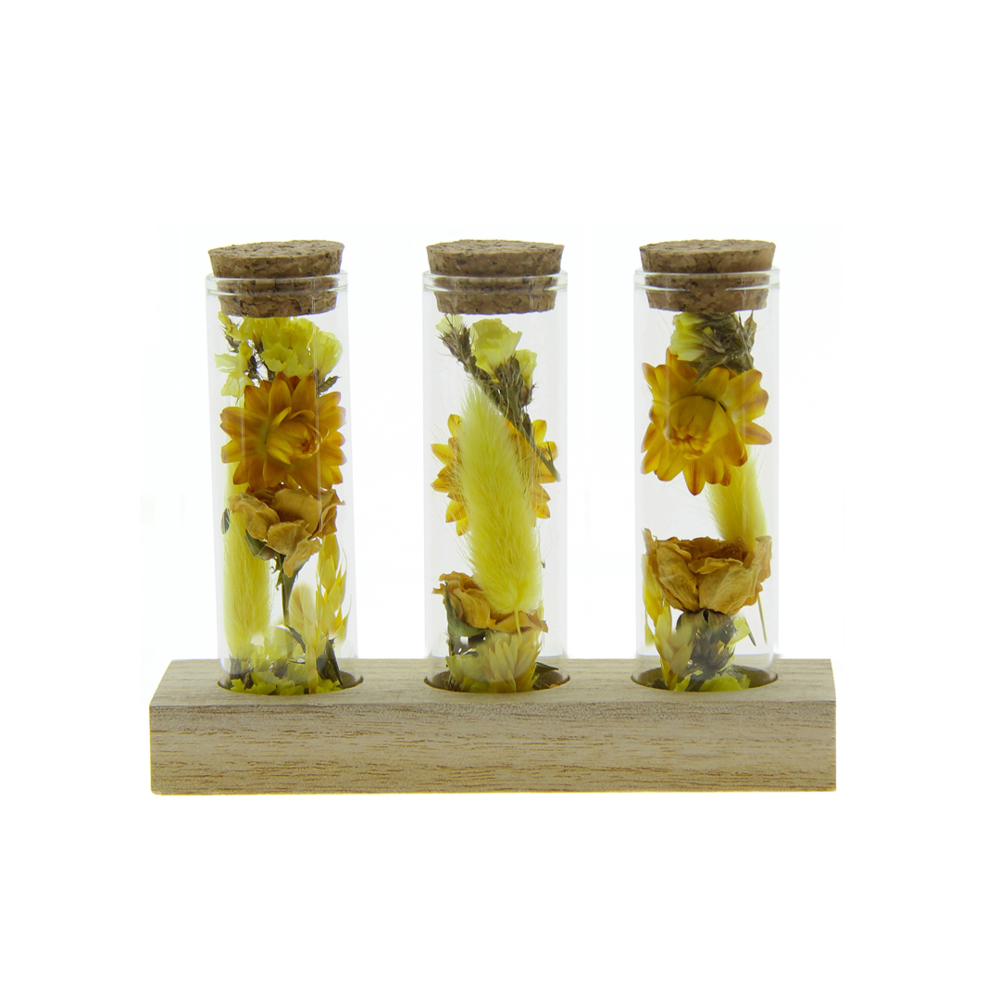 Dried Flowers - Trio tube & wood - kopen of bedrukken - geel