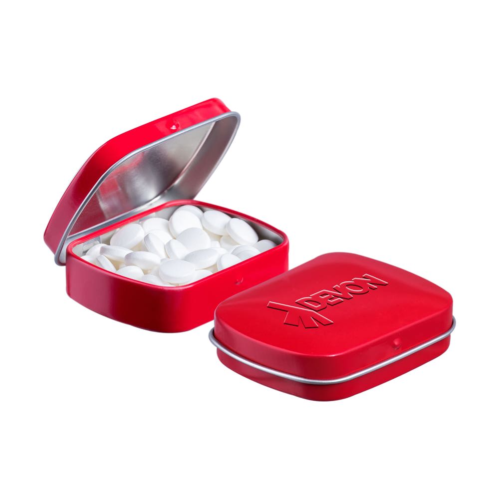 Mini scharnierblikje embossing - bedrukt of onbedrukt verkrijgbaar - Rood