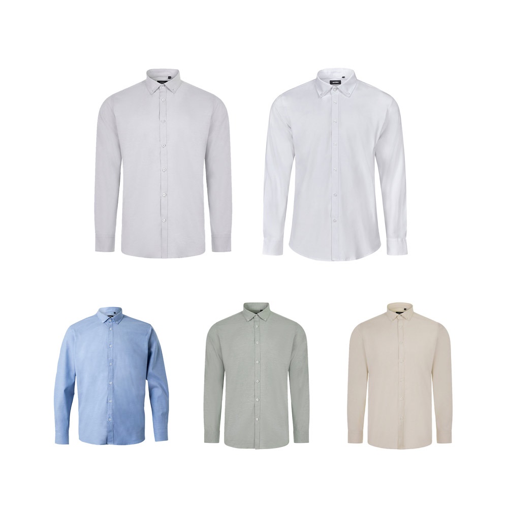 VL PRITHVI MAN. Oxford overhemd voor heren (180 g/m²) van katoen (50%), polyester (45%) en elastaan ​​(5%)
