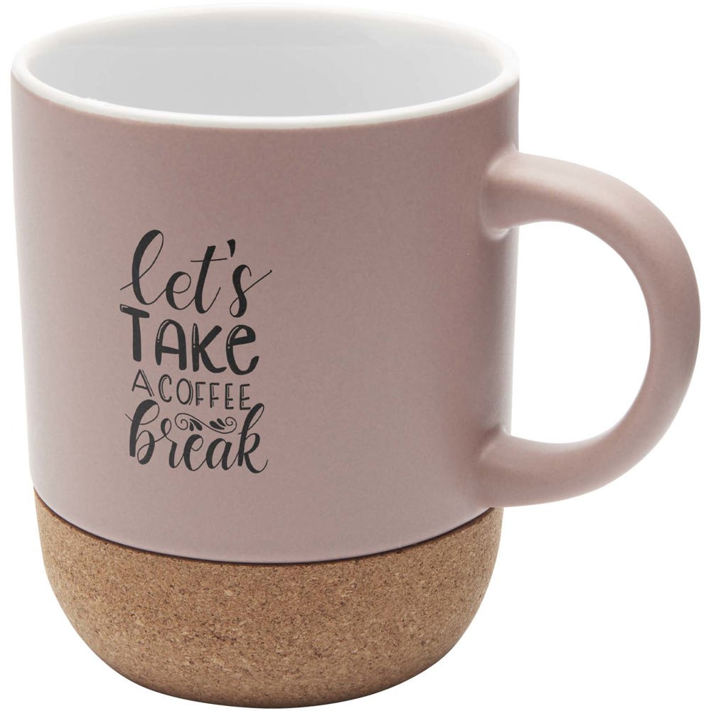 Billie 300 ml mok van keramiek met kurkdetails en matte afwerking