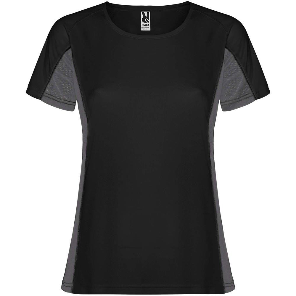 Shanghai sportshirt met korte mouwen voor dames - voor bedrijven en relatiegeschenken - Zwart, Donkerlood