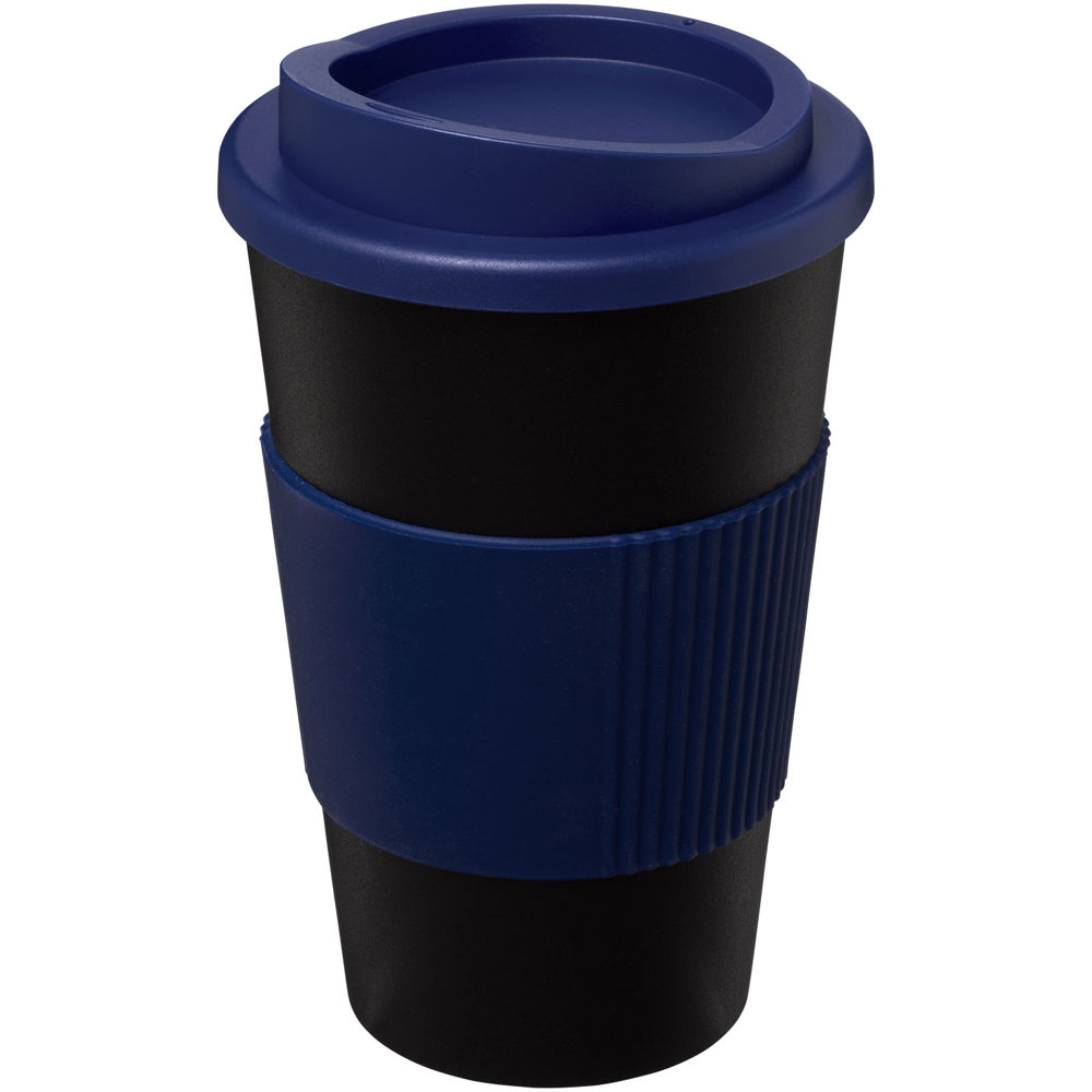 Americano® 350 ml geïsoleerde beker met grip - kopen of bedrukken - Zwart, Blauw