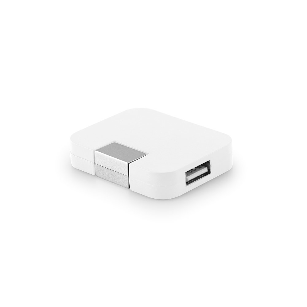 JANNES. HUB met 4 USB-A poorten in ABS - bedrukt of onbedrukt verkrijgbaar - wit