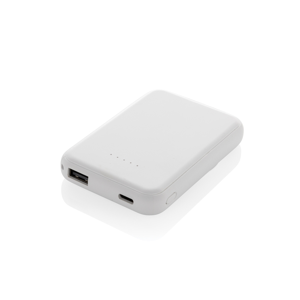 Stellar RCS rplastic 5000 mah 5W magnetische powerbank - voor bedrijven en relatiegeschenken - wit (± PMS White)