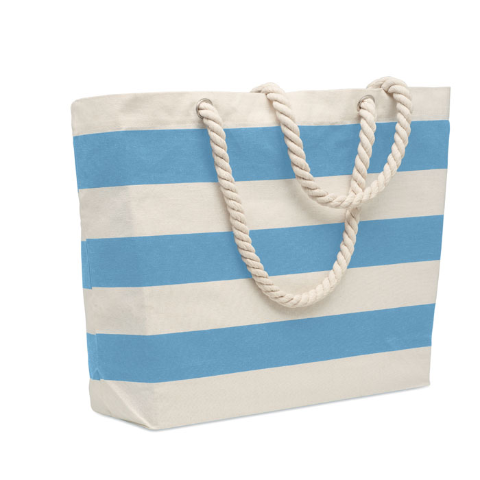 HEAVEN STRIPE - Katoenen strandtas 220 gr/m² - kopen of bedrukken - Babyblauw