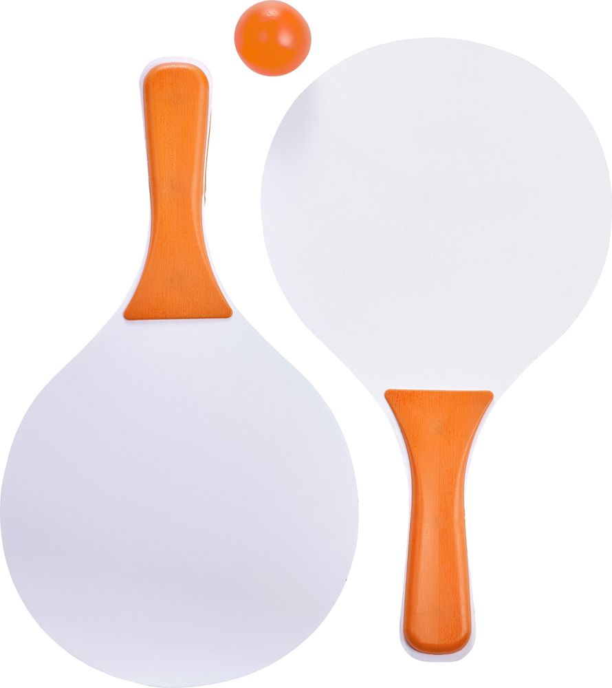 Houten strand tennisset Eliza - bedrukt of onbedrukt verkrijgbaar - oranje