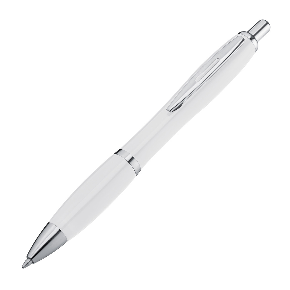 Kunststof pet met metalen clip - met logo of onbedrukt bestellen - wit