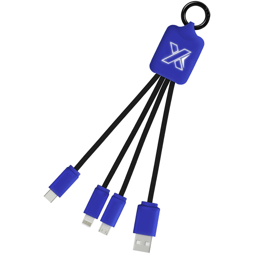 SCX.design C15 quatro oplaadkabel met oplichtend logo - kopen of bedrukken - Reflexblauw, Zwart