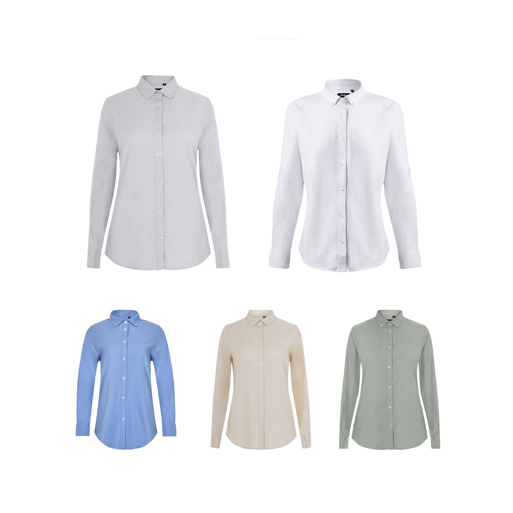 VL PRITHVI WOMEN. Oxford overhemd (180 g/m²) voor dames, gemaakt van katoen (50%), polyester (45%) en elastaan ​​(5%)