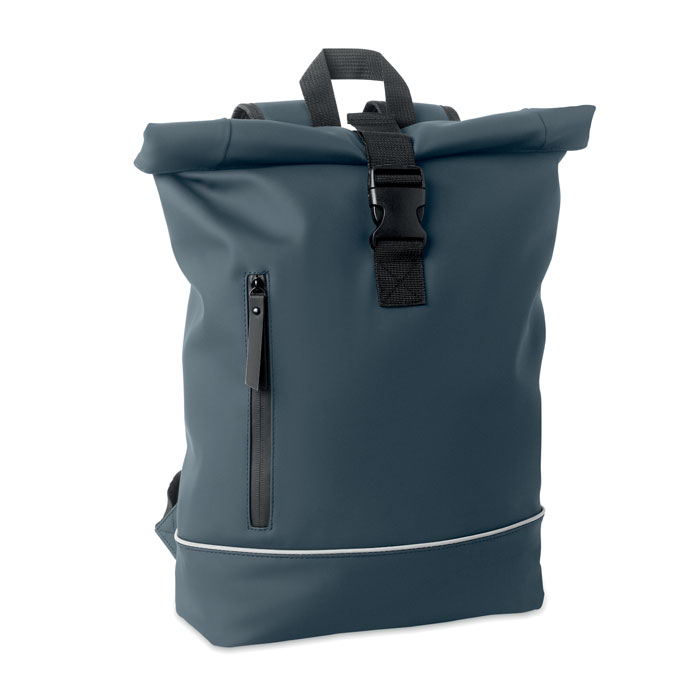 LAPTOSA - Laptop 15" rolltop PU rugzak - bedrukt of onbedrukt verkrijgbaar - Marineblauw