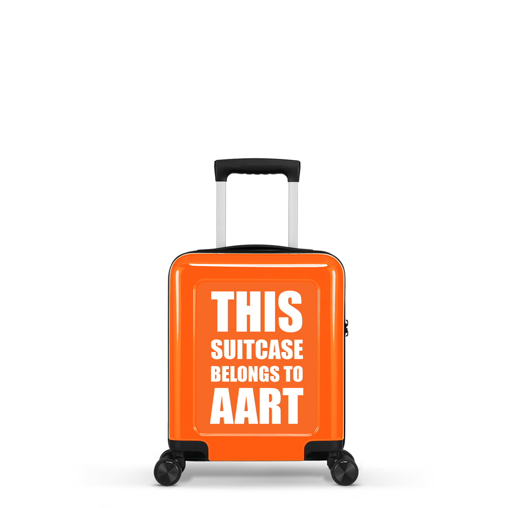 STICKERCASE® 14" Handbagage mini oranje - met gepersonaliseerde sticker en/of individuele namen