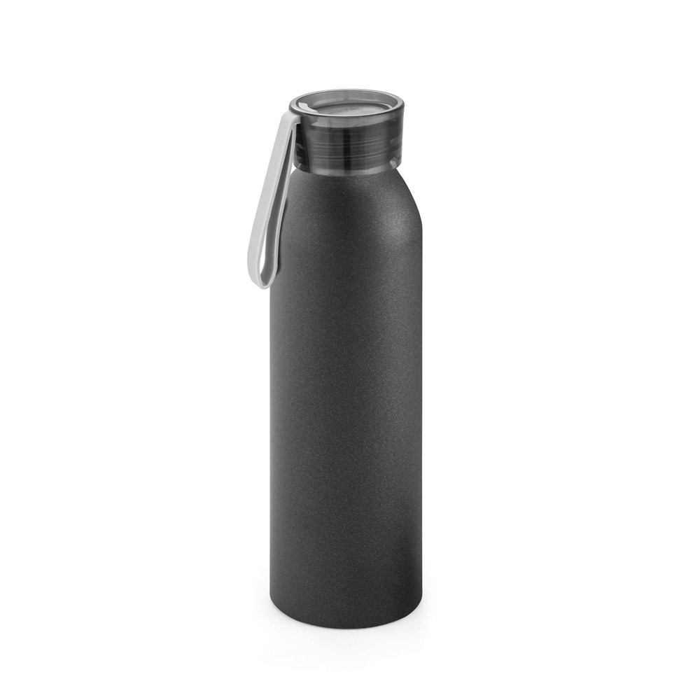 RIO. Gerecycled aluminium (100% rAL) bidon met PP dop 660 mL - bedrukt of onbedrukt verkrijgbaar - zwart