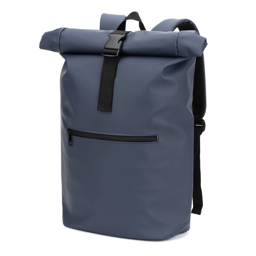 PORTLAND. PU-rugzak met roltop en een 16" laptopvak - kopen of bedrukken - Blauw