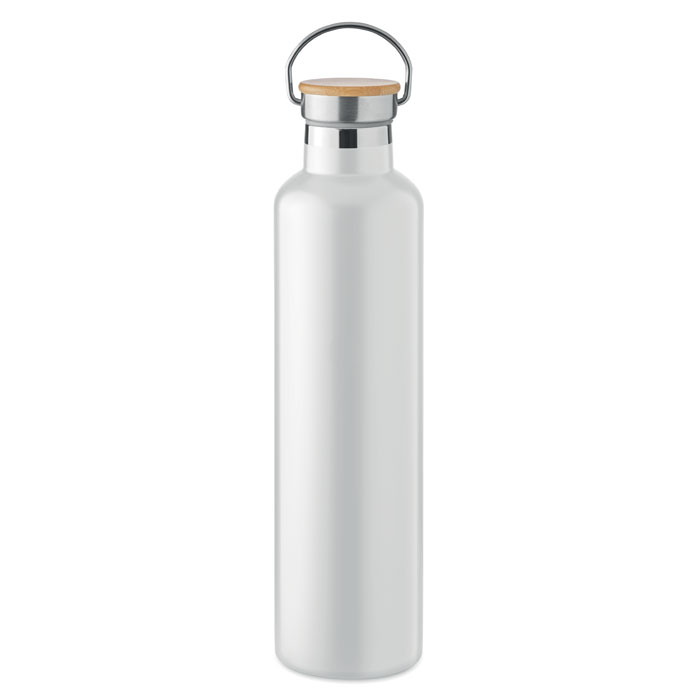 HELSINKI LARGE - Dubbelwandige RVS drinkfles 1L - voor bedrijven en relatiegeschenken - wit