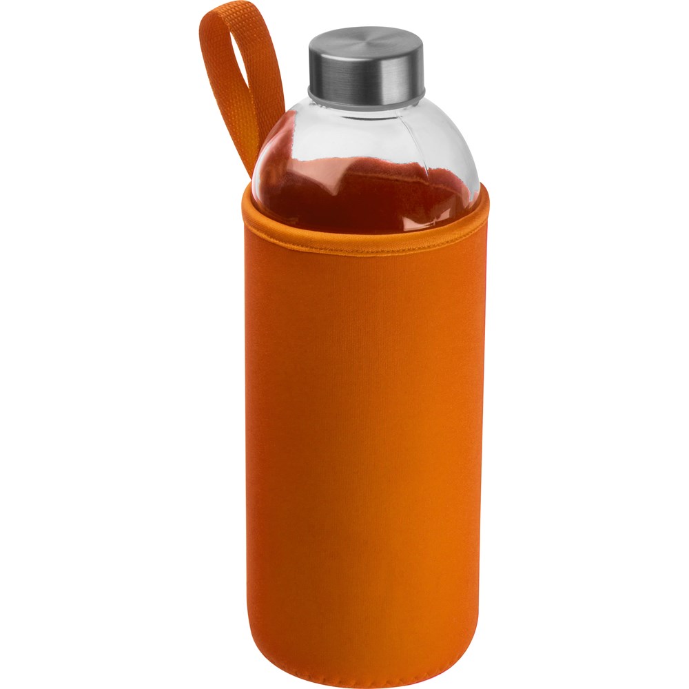 Drinkfles met neopreensleeve en inhoud van 1 liter - voor bedrijven en relatiegeschenken - Oranje