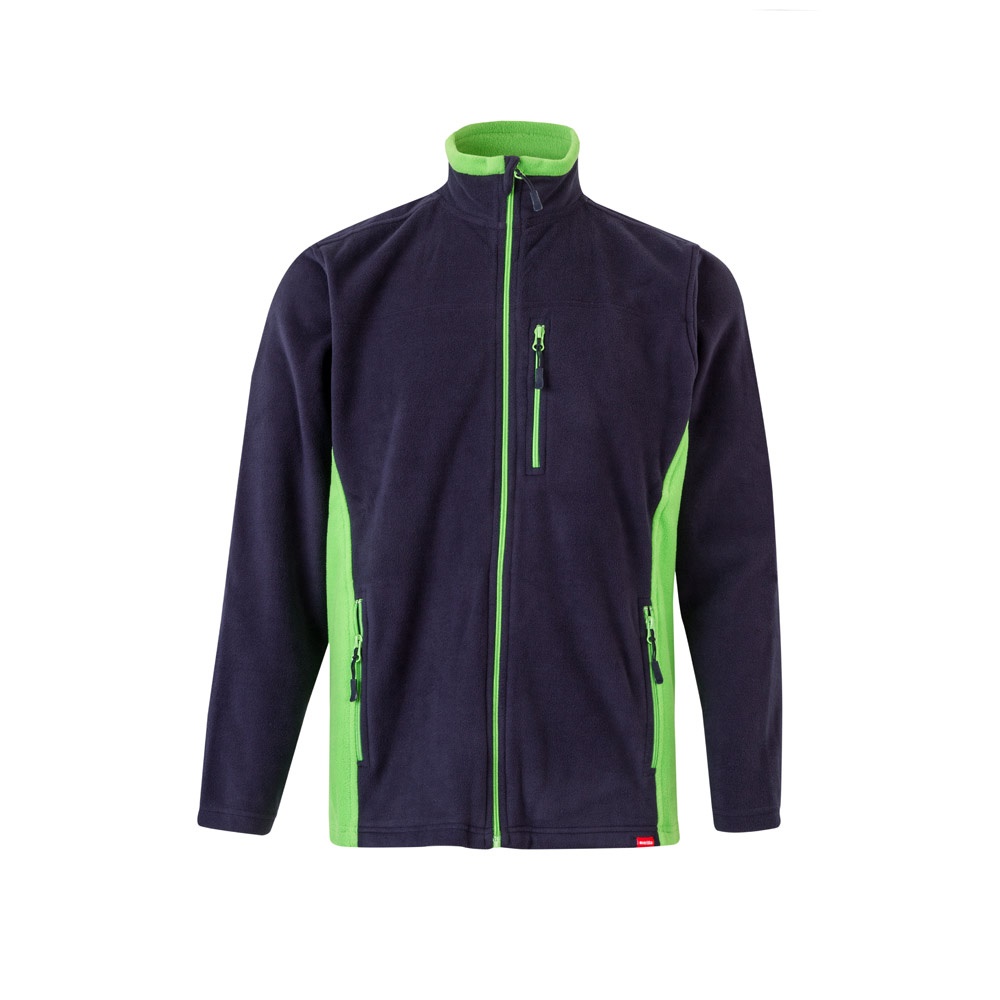 VL GERAS. Tweekleurig fleecejack (220g/m²) van polyester (100%) - bedrukt of onbedrukt verkrijgbaar - Marineblauw, Groen