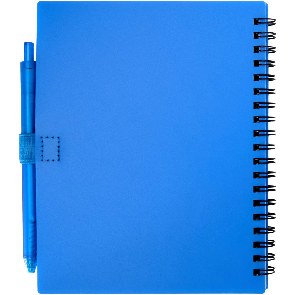 Niove notitieboek met zachte kaft en balpen van gerecycled plastic (blauwe inkt)