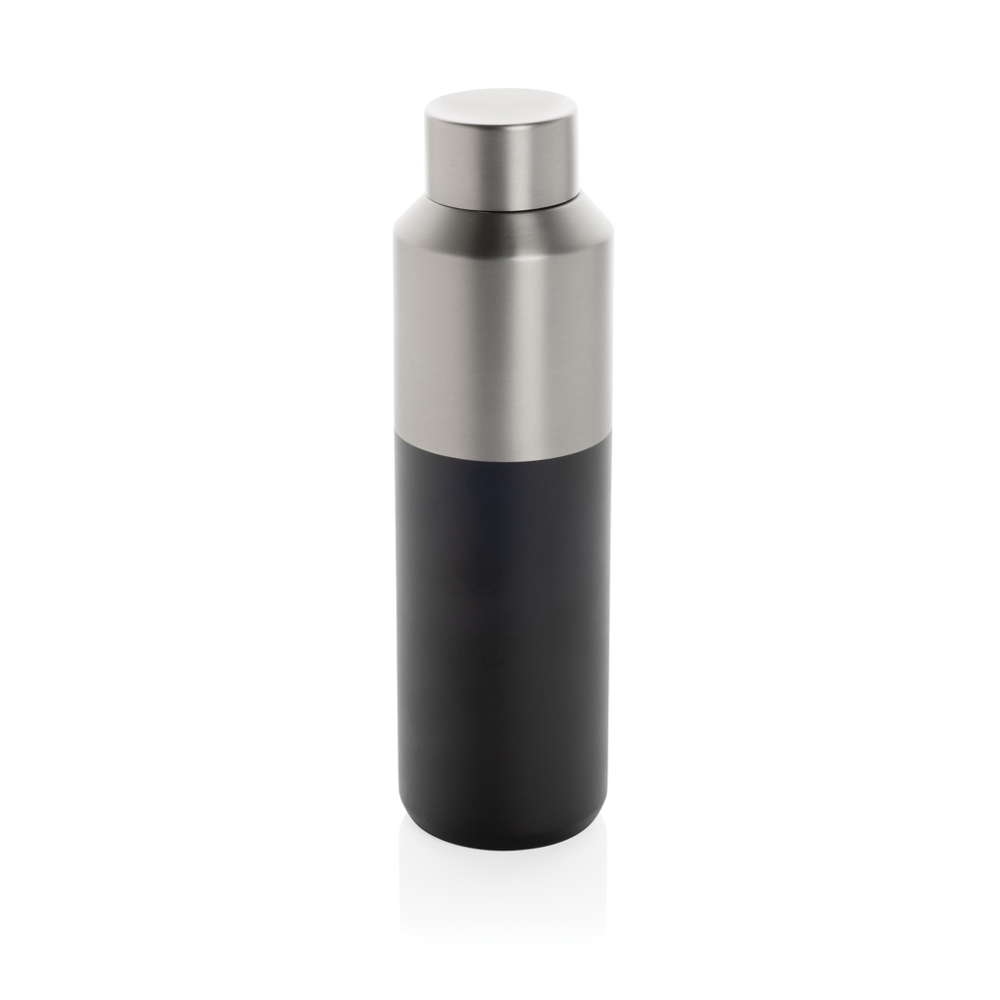 Fluid RCS gerecycled RVS water fles 600ML - bedrukt of onbedrukt verkrijgbaar - zwart (± PMS Black)