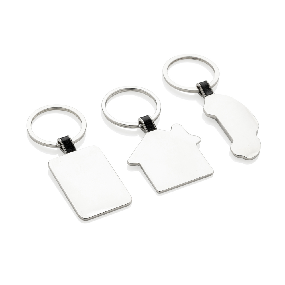 RCS rechthoekige sleutelhanger van gerecycled zinc alloy - kopen of bedrukken