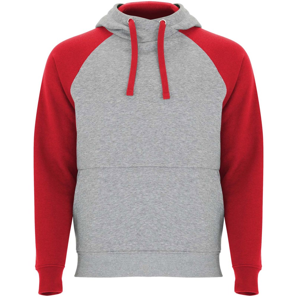 Badet unisex tweekleurige hoodie - met logo of onbedrukt bestellen - Gemêleerd grijs, Rood