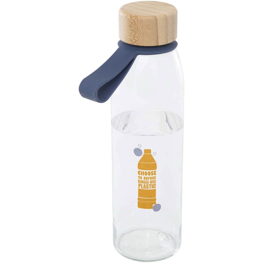 Porto 500 ml glazen waterfles met siliconen handgreep en bamboe deksel 