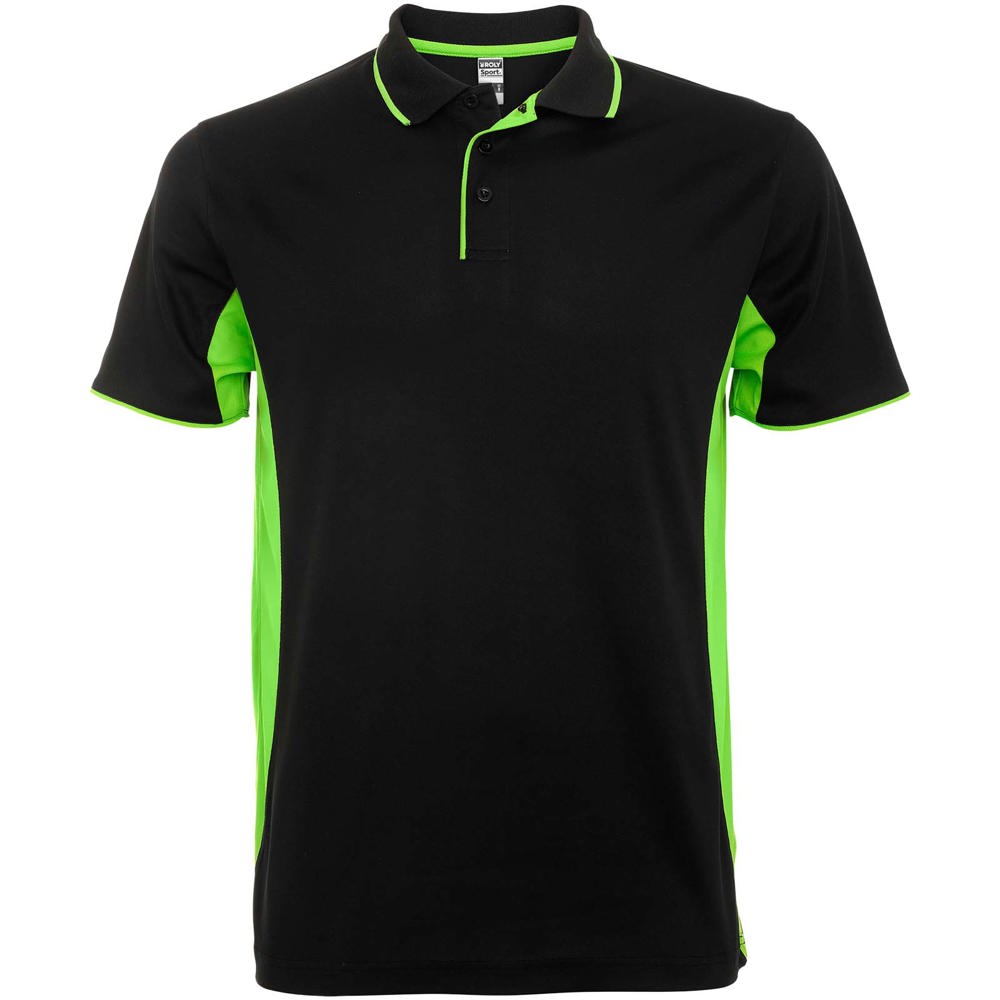 Montmelo unisex sportpolo met korte mouwen - voor bedrijven en relatiegeschenken - Zwart, Lime