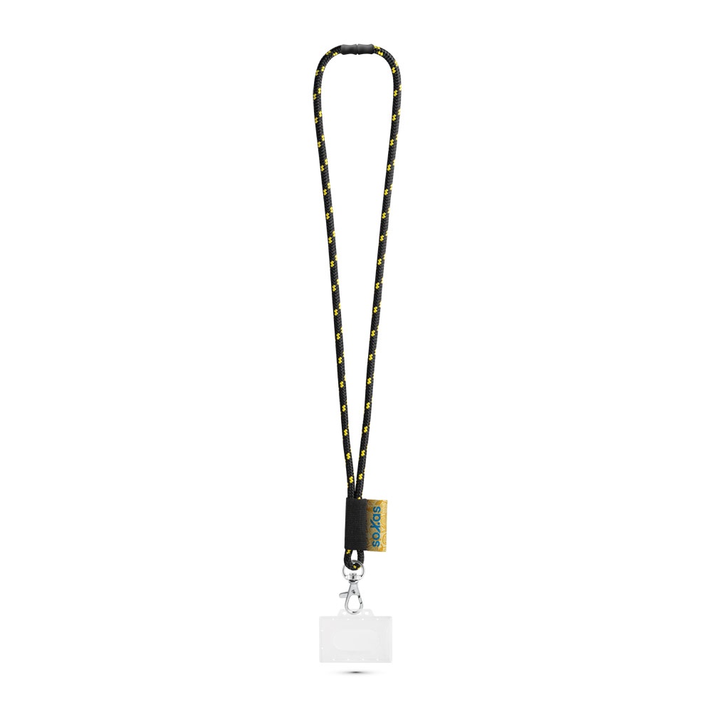 BRIDPORT. Aangepaste polyester lanyard - voor bedrijven en relatiegeschenken - Zwart, Geel